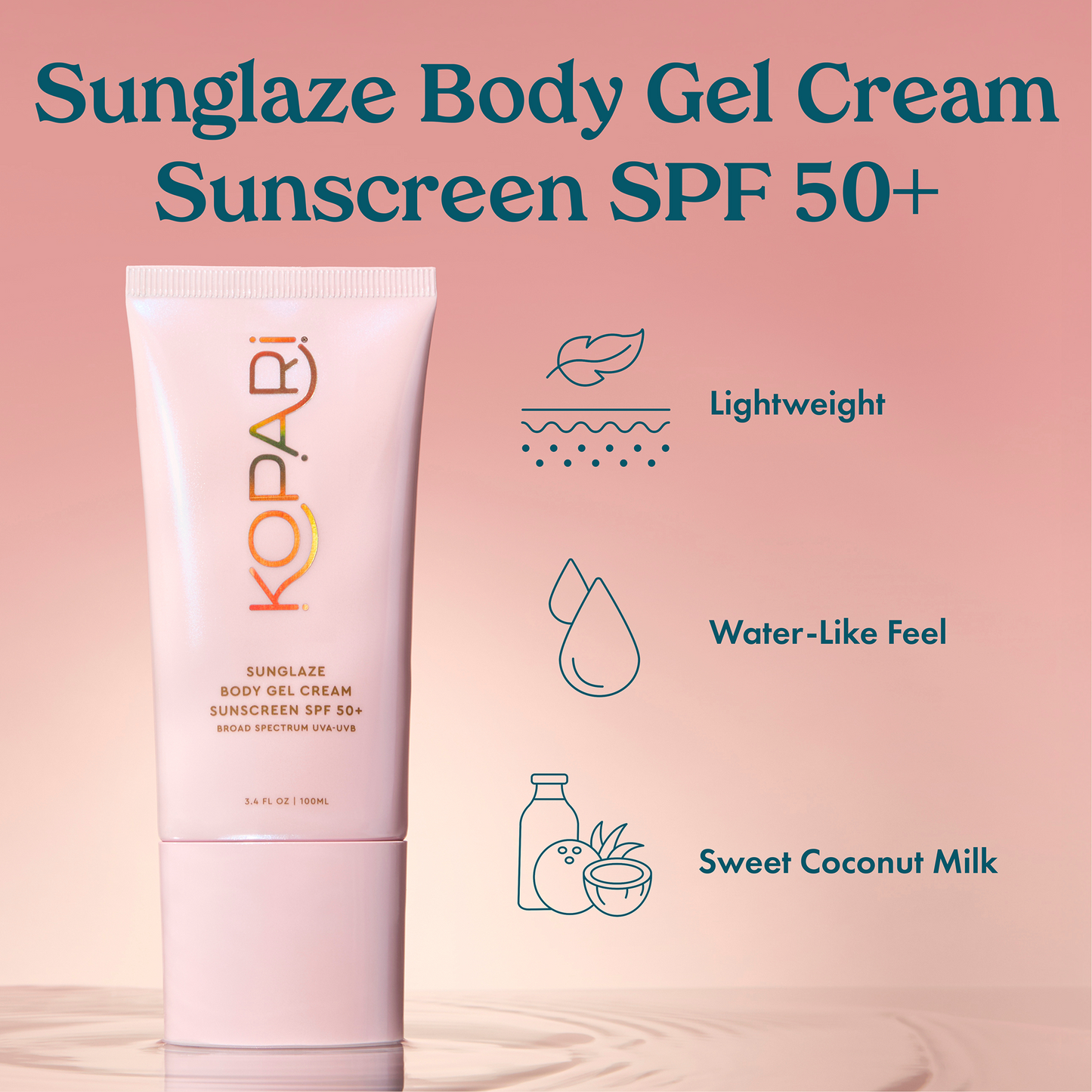 NEW! Sunglaze Body Gel Cream Sunscreen SPF 50+