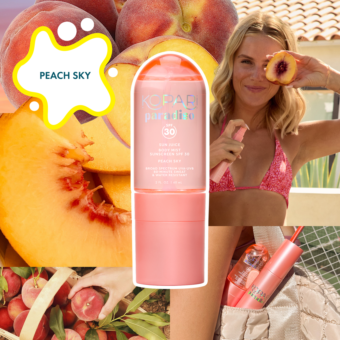 NEW! Paradiso Sun Juice Body Mist Sunscreen SPF30 - Peach Sky
